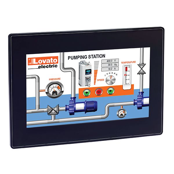 HMI display 10.1” TFT LCD 64K colors touch-screen, supply 12-24VDC, ports Ethernet, RS232/RS485/RS422, USB. Protocols Modbus-RTU, Modbus-TCP, SIMATIC S7 Ethernet, OPC UA and MQTT image 1