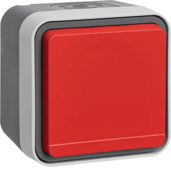 BER 6745643501 SCHUKO socket with red hinged cover AP Berker W.1 light grey matt image 1