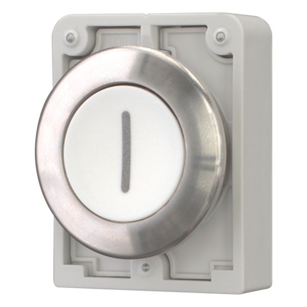 M30I-FD-W-X1 Pushbutton, RMQ-Titan, flat, momentary, White, inscribed 1, Front ring stainless steel image 3