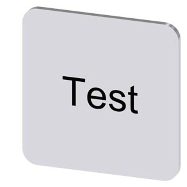 Labeling plate 22x22 mm, silver-colored label, labeling: Test image 1