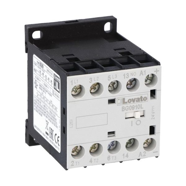 Three-pole contactor, IEC operating current Ie (AC3) = 9A, DC coil low consumption, 48VDC, 1NO auxiliary contact image 1