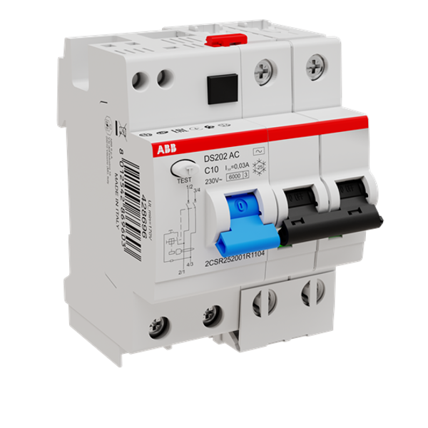 DS202 AC-C10/0.03 Residual Current Circuit Breaker with Overcurrent Protection image 2