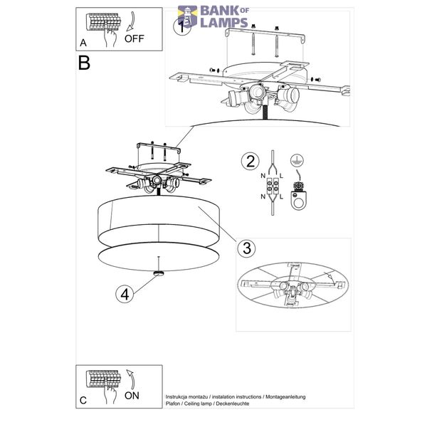 CEILING LAMP SCALE 50 BLACK E27 5X60W IP20 image 4