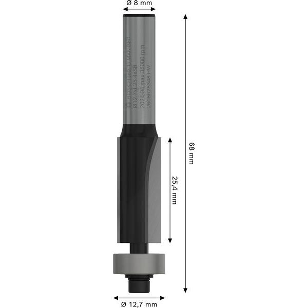 Laminate trim bit, 8 mm, D1 12.7 mm, L 25.4 mm, G 68 mm image 3