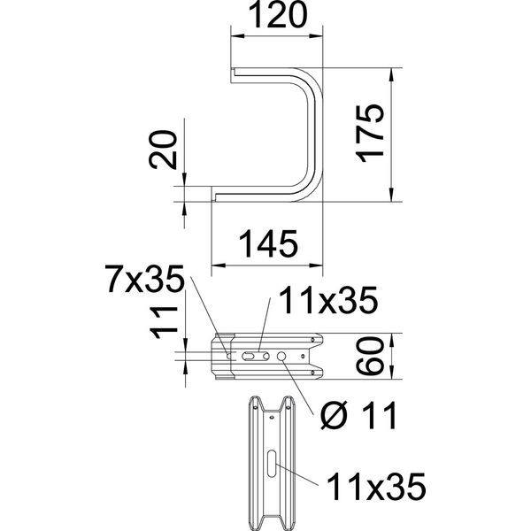 TPD 145 FS Wall and ceiling bracket TP profile B145mm image 2