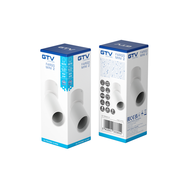 Ceiling luminaire FARGO MINI 2, GU10, 56x150mm, IP20, max. 20 W, round, white image 3