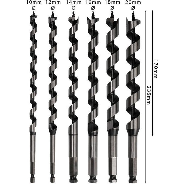 6-piece spur auger bit set 10; 12; 14; 16; 18; 20 mm/235 mm image 2