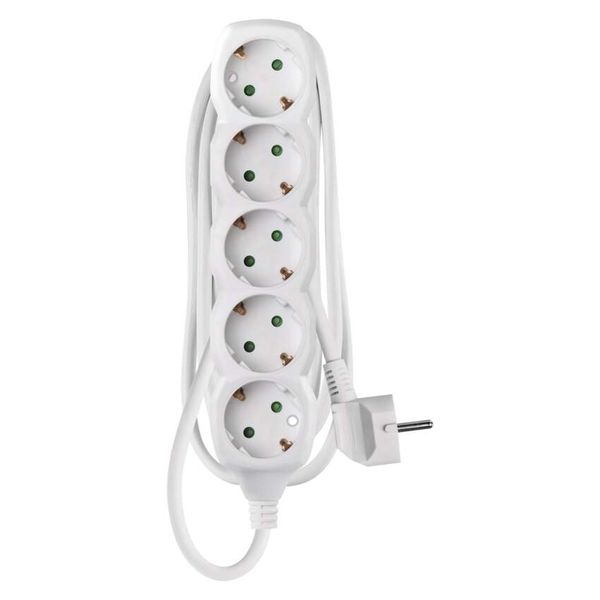 Extension Cord 1.5 m / 5 sockets / white / PVC / 1 mm2 image 1