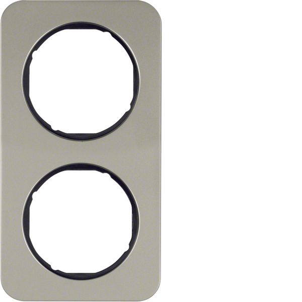 Frame 2gang, R.1, stainless steel/black image 1