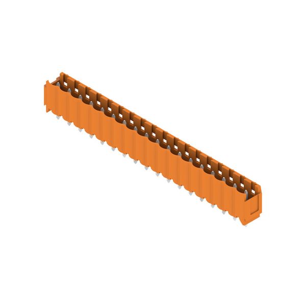 PCB plug-in connector, male header, Dovetails for fixing blocks, THT solder connection, 5.00 mm, Number of poles: 18, 180°, Solder pin length (l): 3.2 mm, tinned, orange, Box image 2