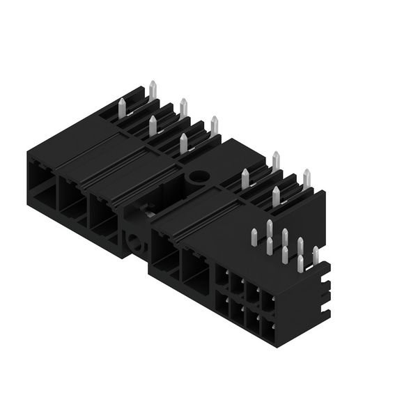 PCB plug-in connector, male header, closed side, Middle screw flange, THT solder connection, 7.62 mm, Number of poles: 5, 270°, Solder pin length (l): 3.5 mm, tinned, black, Box image 2