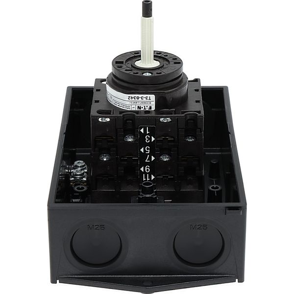 T3-3-8342/I2/SVB Main switch, T3, 32 A, surface mounting, 3 contact unit(s), 6 pole, Emergency switching off function, With red rotary handle and yellow locking ring, image 47