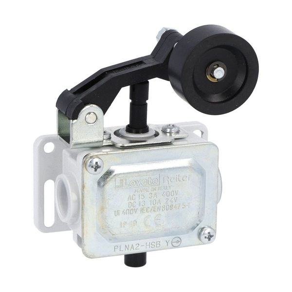 Metal limit switch, PL series, roller centre push lever. Contacts 2NC. IP40 image 1