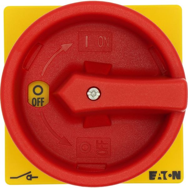 T0-1-102/E/SVB Main switch, T0, 20 A, flush mounting, 1 contact unit(s), 2 pole, Emergency switching off function, With red rotary handle and yellow locking ring image 26