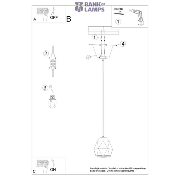 CERAMIC HANGING LAMP MINT E27 1X15W IP20 image 5