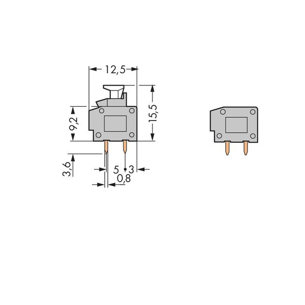 Stackable PCB terminal block 2.5 mm² Pin spacing 10/10.16 mm gray image 3