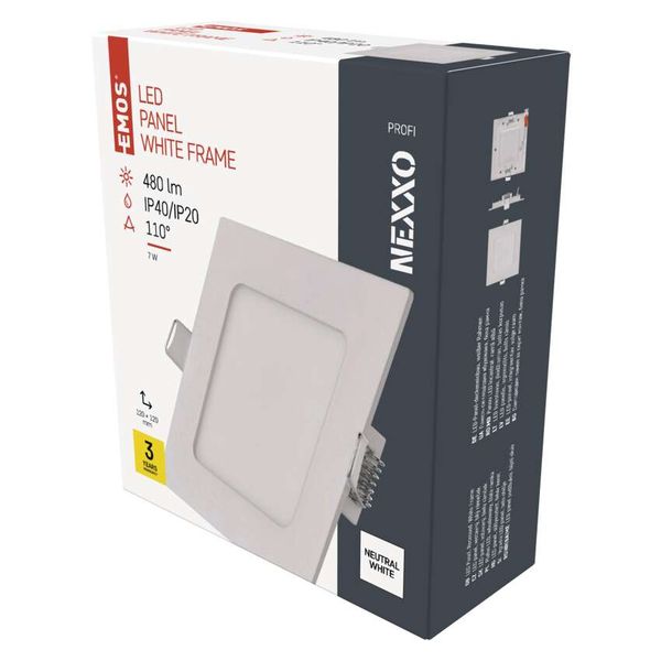 LED recessed luminaire NEXXO, square, white, 7W, neutral white image 1