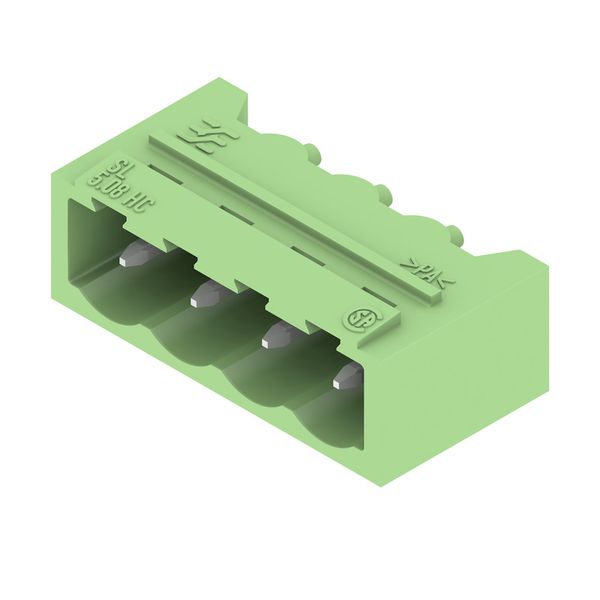 PCB plug-in connector, male header, closed side, THT solder connection, 5.08 mm, Number of poles: 4, 90°, Solder pin length (l): 3.2 mm, tinned, Pale green, Box image 2