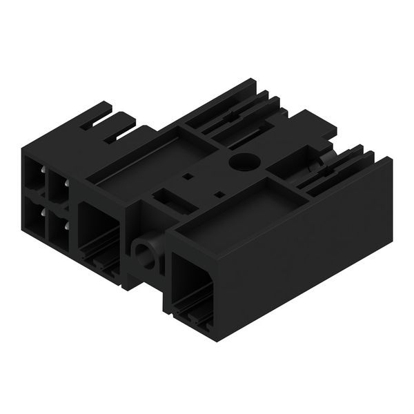 PCB plug-in connector, male header, closed side, Middle screw flange, THT solder connection, 7.62 mm, Number of poles: 2, 270°, Solder pin length (l): 3.5 mm, tinned, black, Box image 2