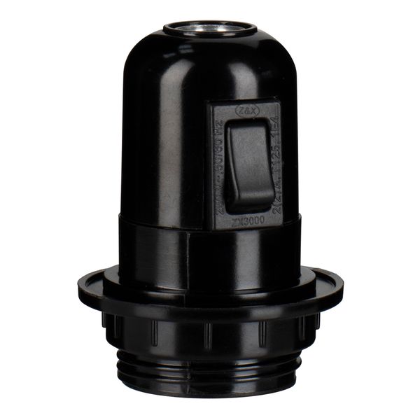 Lampholder E27 Bakelite Half Thread + Switch Black image 2