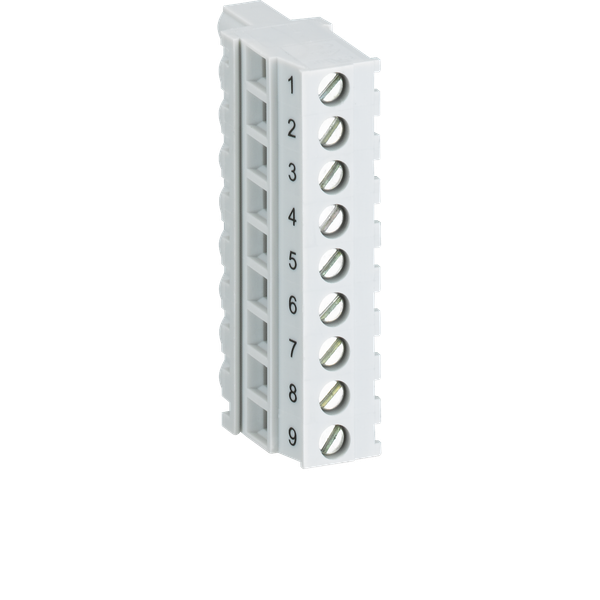 Terminal block. Screw front, Cable side. 9-pole. Minimum order qty. 6. Order multiple of 6. (TA563-9) image 1