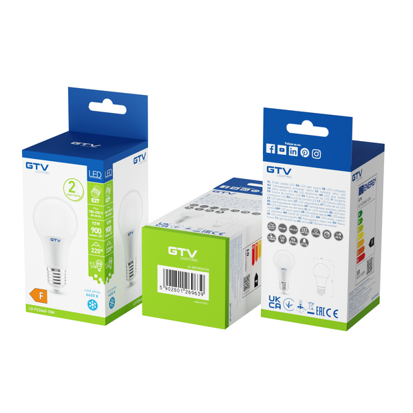 LED bulb, A-G, A60, SMD 2835, 6400K, E27, 9,5W, AC180-250V, 220°, 900lm, 83mA image 2