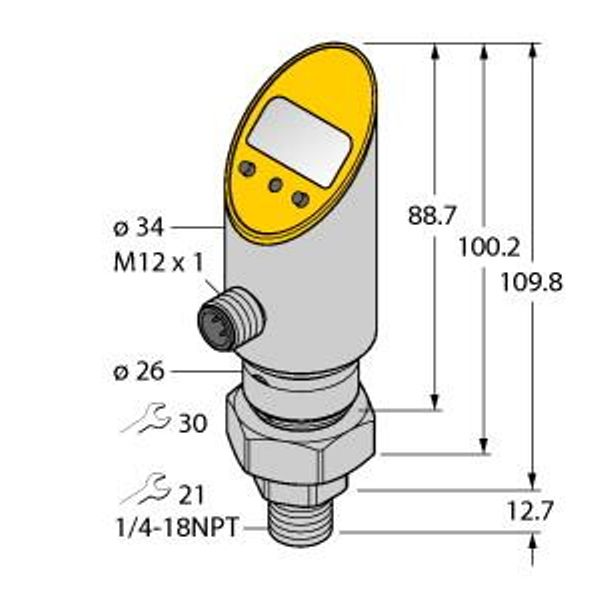 Pressure Transmitter (Rotatable) 2 PNP/NPN Transistor Switching Outputs   PS001R-503-2UPN8X-H1141/3GD image 1
