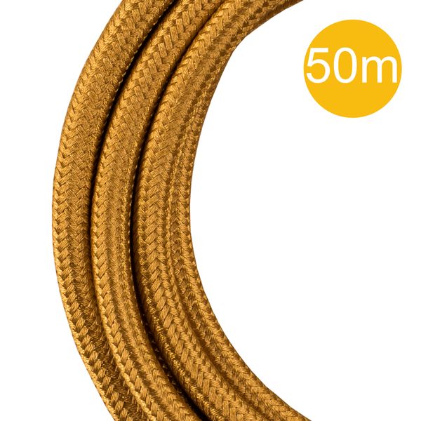 Textile Cable 2C Metallic Gold 50M Roll image 1