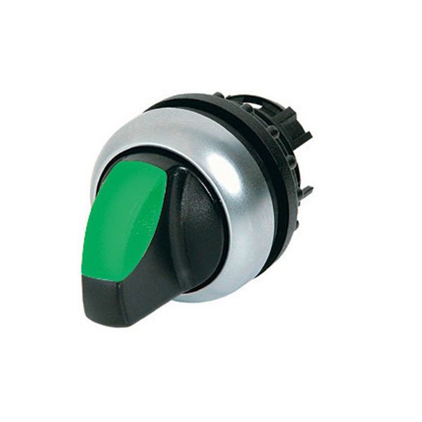 M22-WLK-G Illuminated selector switch actuator, RMQ-Titan, With thumb-grip, momentary, 2 positions, green, Bezel: titanium image 3