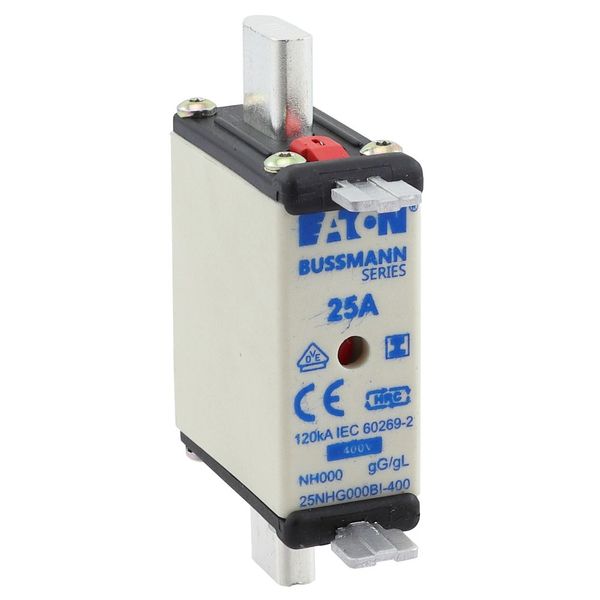 Fuse-link, LV, 25 A, AC 400 V, NH000, gL/gG, IEC, dual indicator, insulated gripping lugs image 10