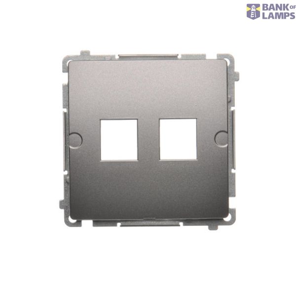 Double Keystone flat IT/telephone socket cover, (module), Inox, metallized image 1