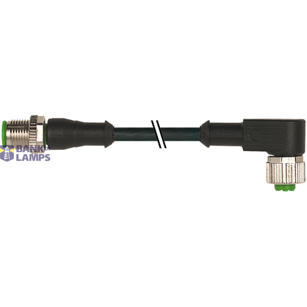 M12 male 0° / M12 female 90° A-cod. PVC 3x0.34 bk 6.5m image 1