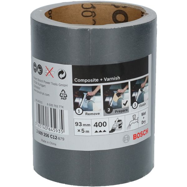 Sanding roll SiC waterproof, 93 mm x 5 m, P400 G= 400 image 2