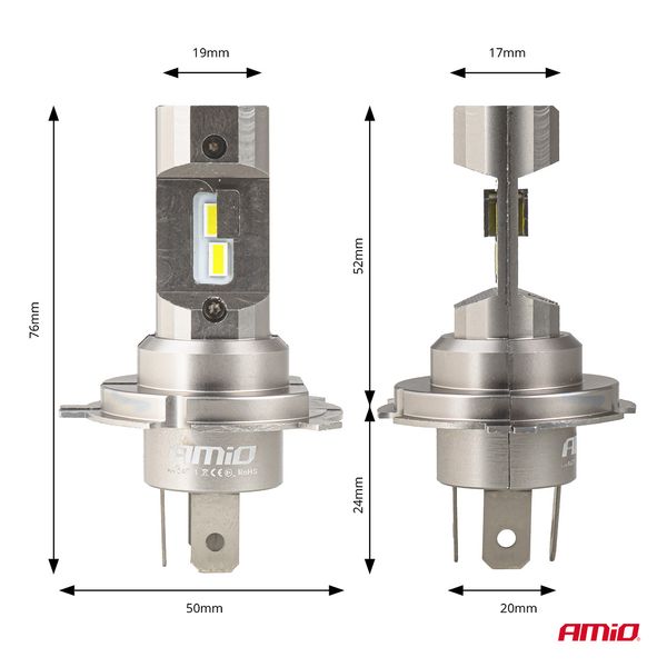 LED Headlights Series H25 CANBUS H4 H19 12V 36W AMIO-04711 image 1
