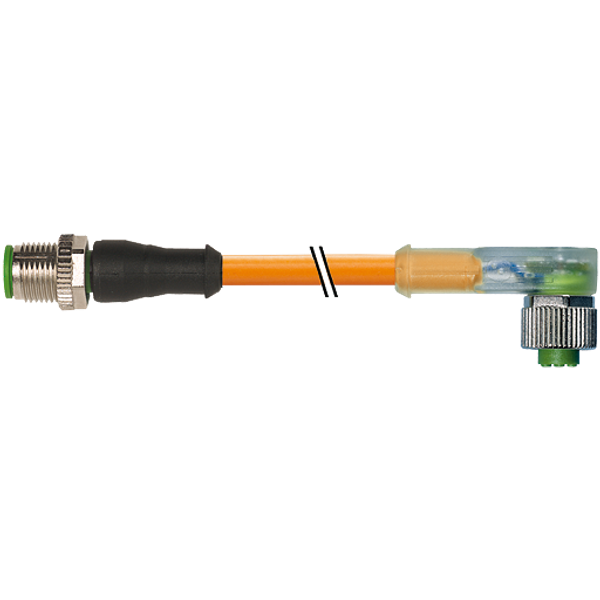 M12 male 0° / M12 female 90° A-cod. LED PUR 4x0.34 or 5.5m image 1