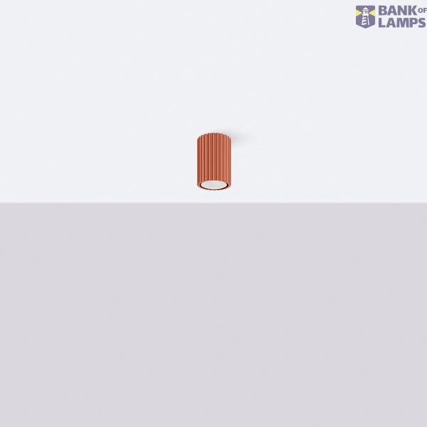 SURFACE-MOUNTED CYLINDRICAL CEILING TUBE CARBON IN RED OCHRE COLOUR image 12