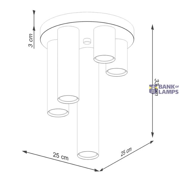 CEILING LAMP LAGOS 5P BLACK 5XGU10 image 5