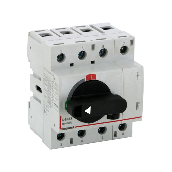 DSX switch disconnector size 1 63A 4 poles - Rated current = 63A - for rail mounting image 1