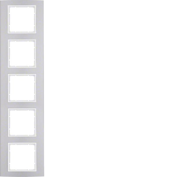 Frame 5gang, B.3, al./p. white matt, al. anodised image 1