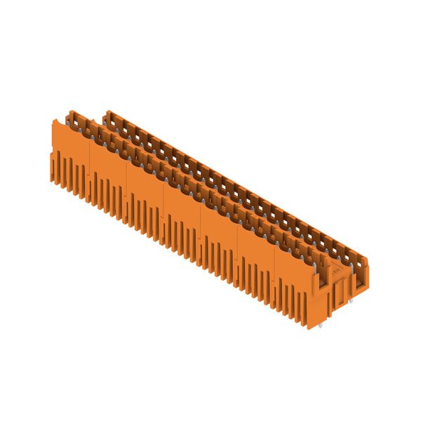 PCB plug-in connector, male header, Dovetails for fixing blocks, THT solder connection, 5.08 mm, Number of poles: 42, 180°, Solder pin length (l): 3.2 mm, tinned, orange, Box image 2