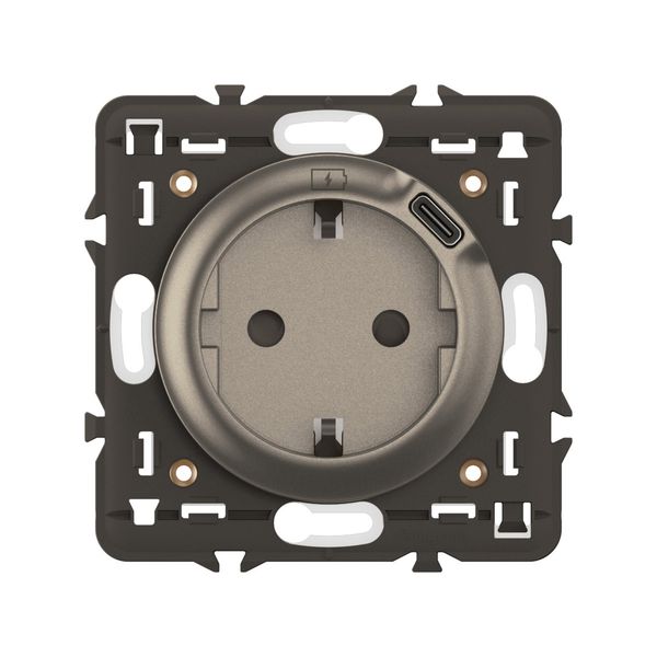 SOCKET 2P+E SCHUKO USB C TYPE TITANIUM image 3