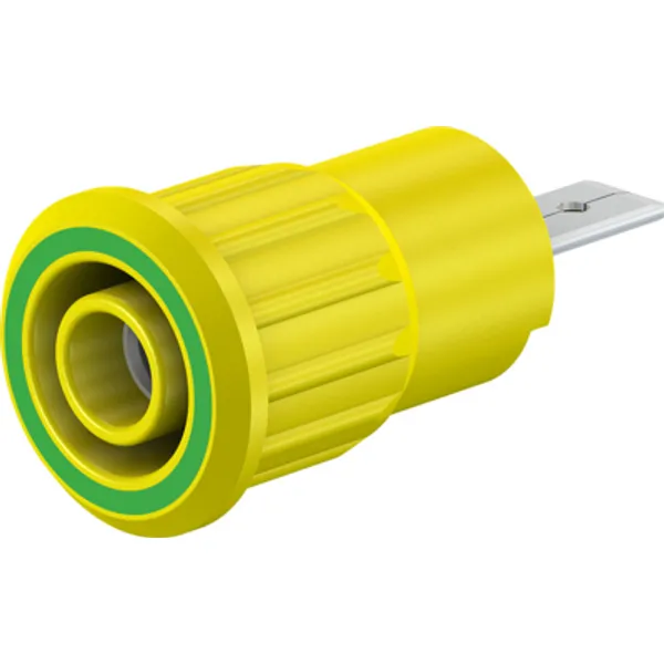 4 mm socket, flat plug connection, mounting Ø 12.2 mm, CAT III, CAT IV, yellow/green, 23.3160-20 image 1