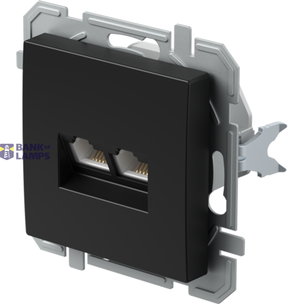 SOCKET TEL KS DOUBLE 2x RJ11 6/4 BK XO 4417215 image 2