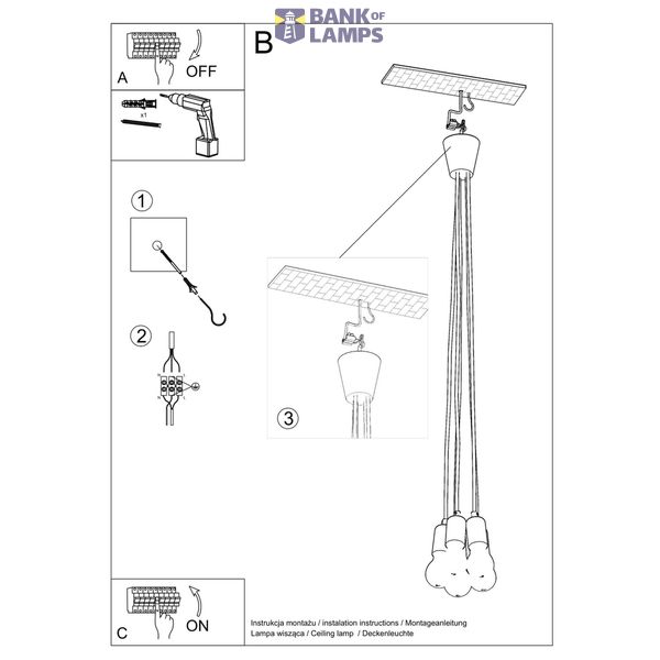 HANGING LAMP DIEGO 5 WHITE E27 5X60W IP20 image 7