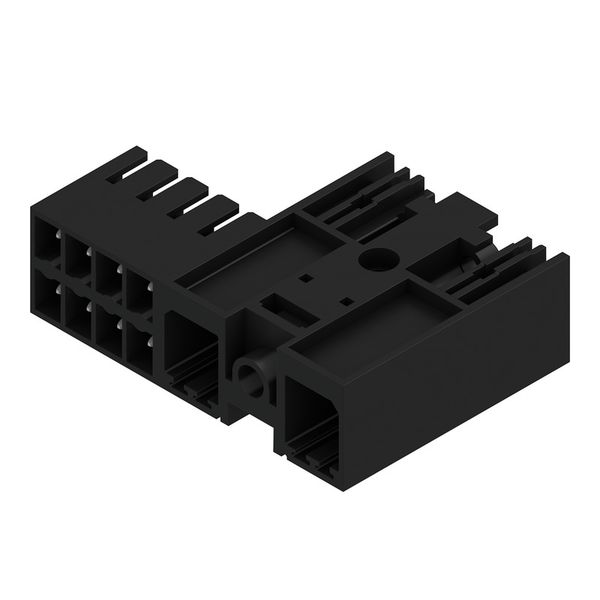 PCB plug-in connector, male header, closed side, Middle screw flange, THT solder connection, 7.62 mm, Number of poles: 2, 270°, Solder pin length (l): 3.5 mm, tinned, black, Box image 4
