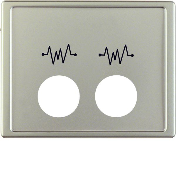 Centre plate 2 plug-in openings+imprint, f. call unit, arsys, steel ma image 1