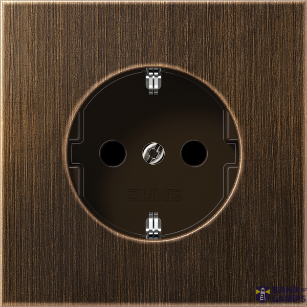SCHUKO socket, 16 A 250 V ~, brass, LS series, antique brass image 1