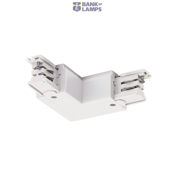 L-connector for S-TRACK 3-circuit track, earth electrode inside, white image 1