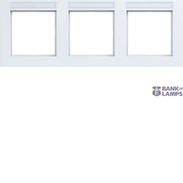 Cover frame 3-way horizontal, text field, A.1, light white matte image 1