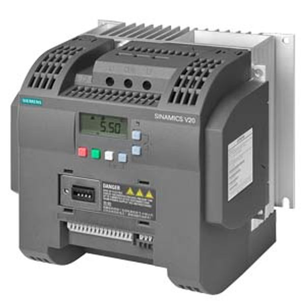 SINAMICS V20 200-240 V 1-phase AC -10/+10 rated power 2.2 kW with 150% overload for 60 sec. integrated filter C2 I/O: 4 DI; .... 6SL3210-5BB22-2AV0 image 1